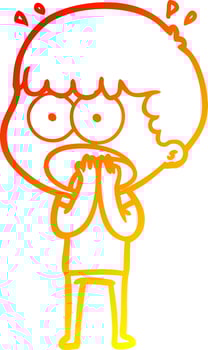 warm gradient line drawing cartoon shocked man vector