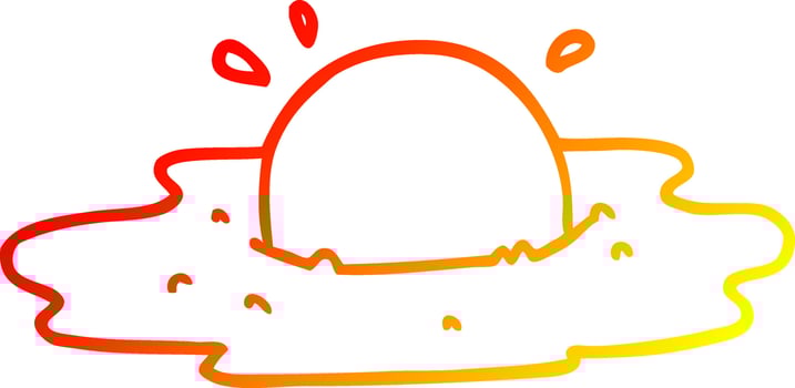 warm gradient line drawing cartoon fried egg vector