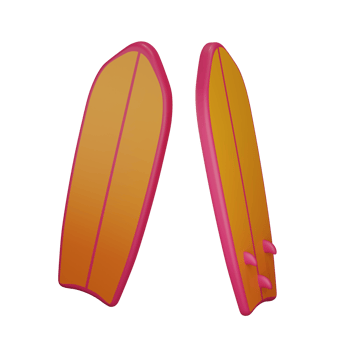 3d surfer board object with transparent background png