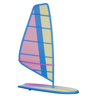 3d windsurfer board object with transparent background png