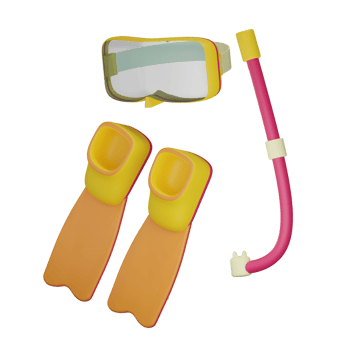 3d snorkeling with transparent background png