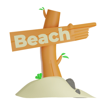 3d beach board illustration with transparent background png