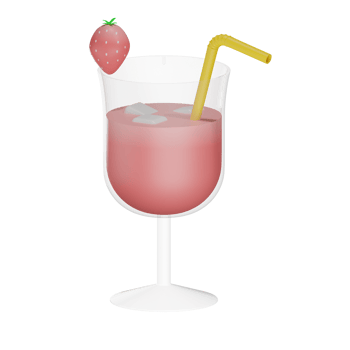 3d strawberry drink object with transparent background png