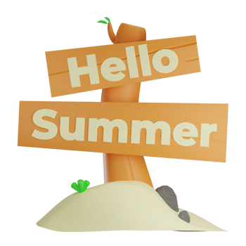 3d hello summer board with transparent background png