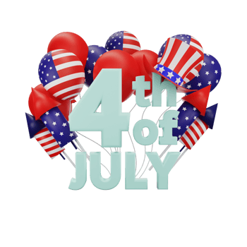 3d rendering Happy fourth of july american independence day png