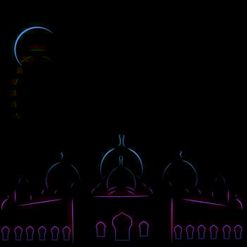 Mosque Line Pop Art logo. Islamic landmark colorful design with dark background. Abstract vector illustration. Isolated black background for t-shirt, poster, clothing, merch, apparel.