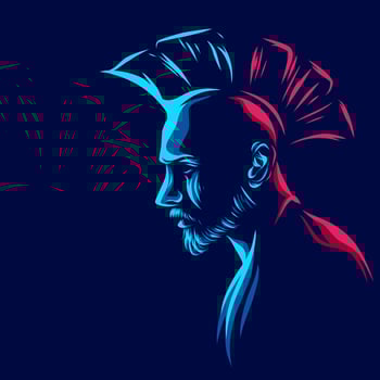 Punk man line. Pop Art logo. Colorful design with dark background. Abstract vector illustration. Isolated black background for t-shirt, poster, clothing, merch, apparel, badge design