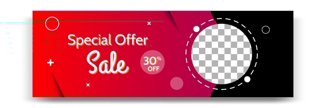 Abstract gradient modern geometric banner template design in red color palette combination. Suitable for advertising and promotion in social media post, blog, web, cover, header. vector