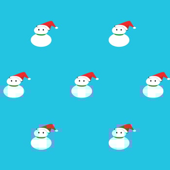 Pattern of Christmas Festival. Many white snowmen were wearing red hats and green scarves. Blue background. vector