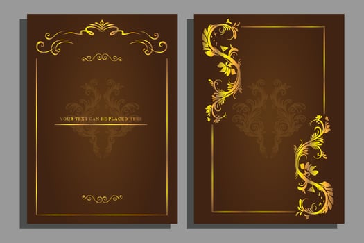 vintage background with golden frame vector