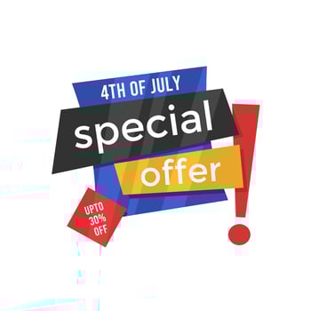 american independence day special offer banner on white background for marketing, social media posts, website icons, sales vector
