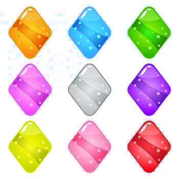 Collection Cute cartoon glossy shape diamond with jelly in different colors. vector