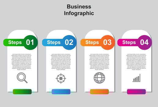 4 step colorful infographic element template. design for presentation. vector