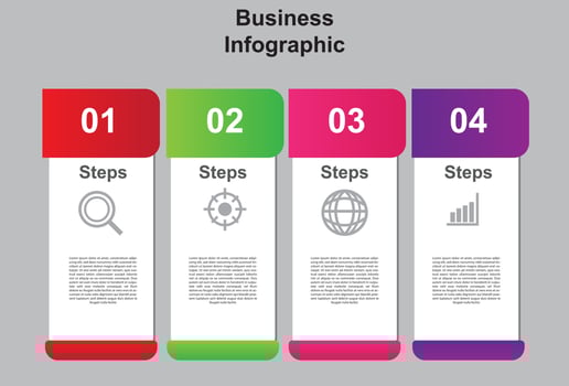 4 step colorful infographic element template. design for presentation. vector