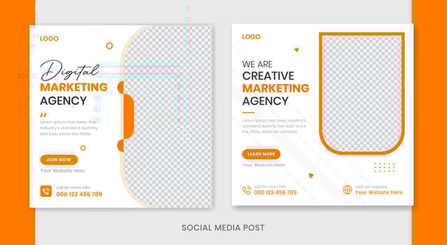 Creative corporate social media post design template, professional business post template, digital marketing banner set vector
