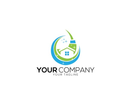House cleaning service logo design vector template.