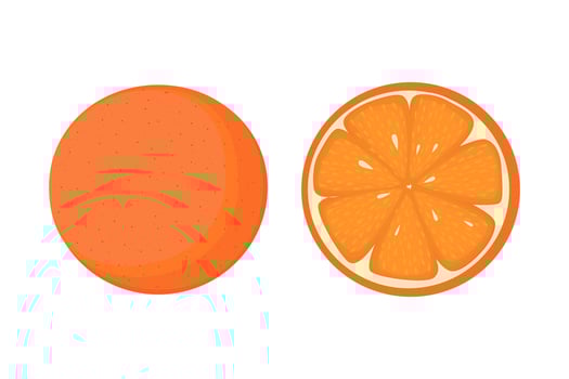 Juicy orange vegan fruit vector flat isolated illustration