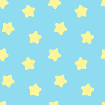 Seamless background with yellow stars pattern on a pastel tone blue background. vector