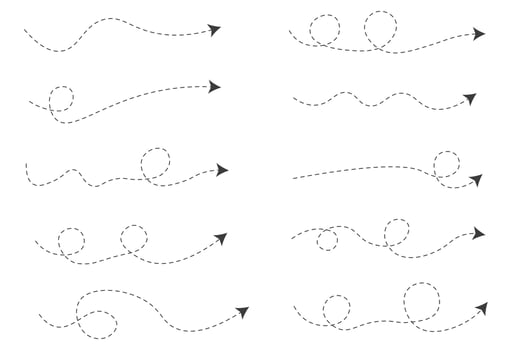 Set of Dashed Line Arrows vector