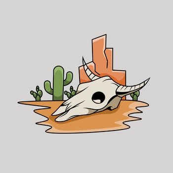 illustration vector of wild west,long horn skull,perfect for background,symbol,etc.