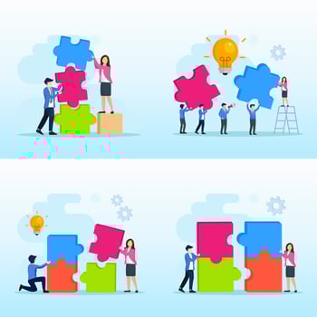Teamwork collaboration winning Vector Illustration. Flat vector template