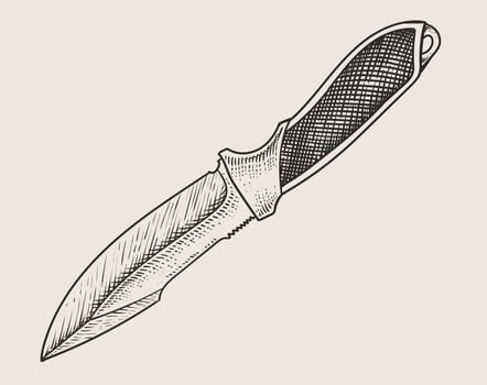 Illustration knife combat with antique style vector
