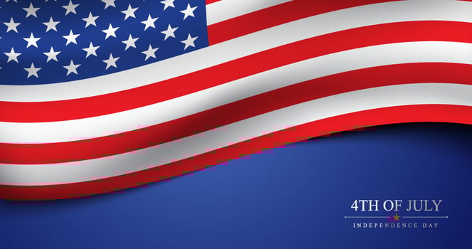 4th of July USA independence day celebration banner with 3d american flag vector template
