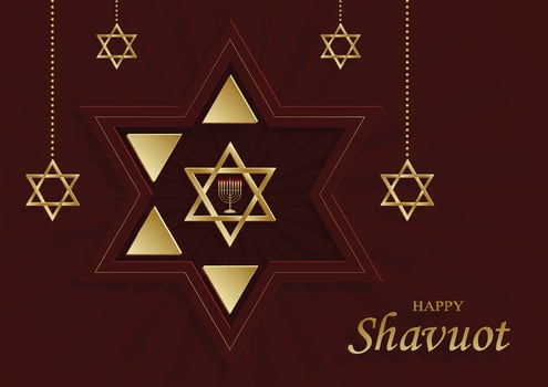 Happy Shavuot card with nice and creative jewish symbols vector