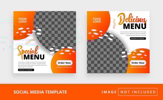 Delicious food square restaurant social media post template vector