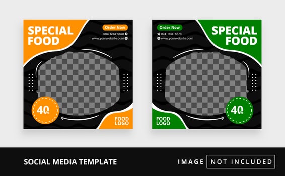 Delicious food square restaurant social media post template vector