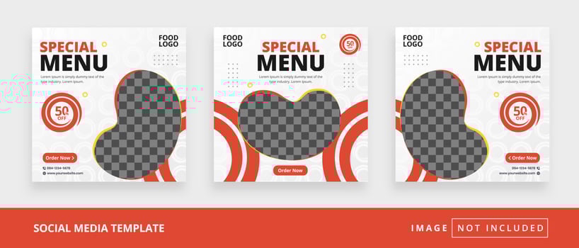 Delicious food square restaurant social media post template vector