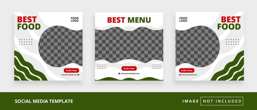 Delicious food square restaurant social media post template vector