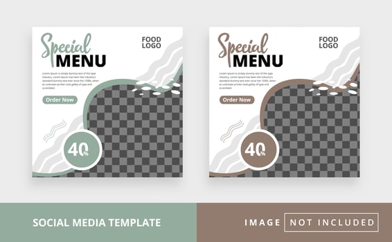 Delicious food square restaurant social media post template vector