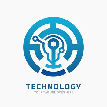 Digital futuristic technology logo vector template