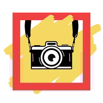 hanging vintage camera  with red  frame vector