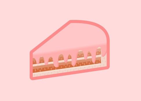 Pink Cake Icon Vector with Chocolate Inside with Pastel Color Illustration for Food Poster and Graphic Element