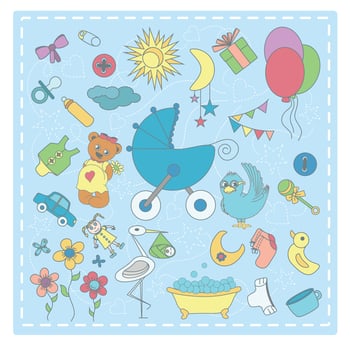 Baby's elements in freehand style for print and web. vector