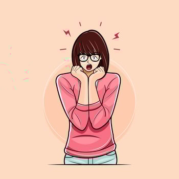 Young girl with panic expression vector illustration pro download