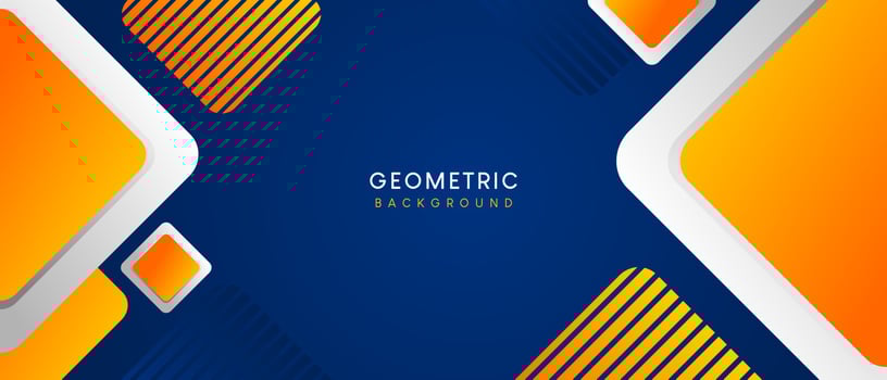 Banner web template design abstract blue and silver orange geometric background vector