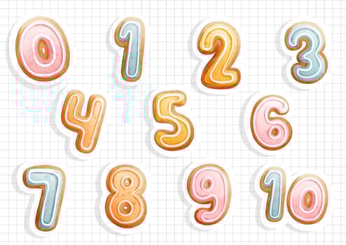 cookies numbers sticker sheet. Vector illustration