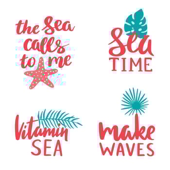 Sea lettering composition vector