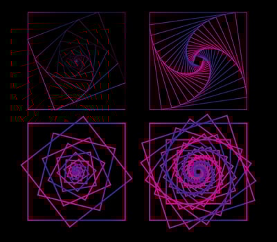 Geometric Rectangle Line Pink Blue Element Set Art vector