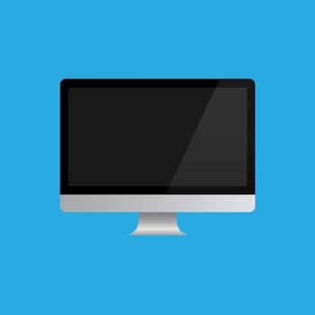 monitor icon isolated on blue background .vector illustration in realistic style.10 eps. vector