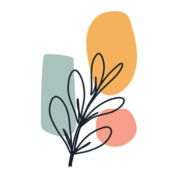 Abstract botanical composition. Tropical boho style. Contemporary hand drawn illustration. Bohemian leaves. Mid century modern foliage design. vector