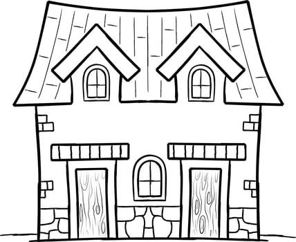 Fairytale old house coloring page illustration isolated vector
