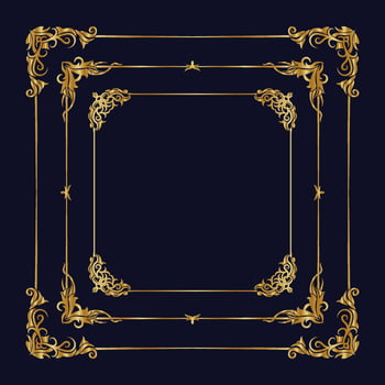 vintage frame vector set, gold color classic border