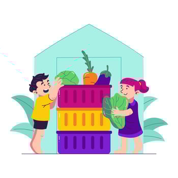 Kids Harvesting Vegetables vector