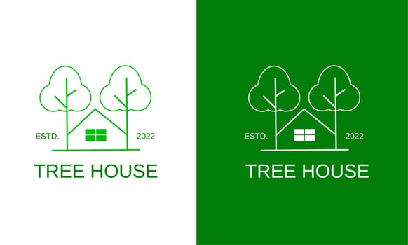Illustration vector graphic of template logo house tree simple design monoline
