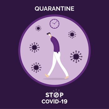 shelter in place. Young man in home mask stay isolation at home for self quarantine waiting to recover from fever.vector illustration vector