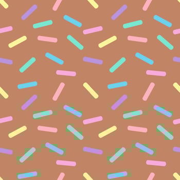 Seamless background with stripes of toppings sprinkled on a pastel brown background. vector